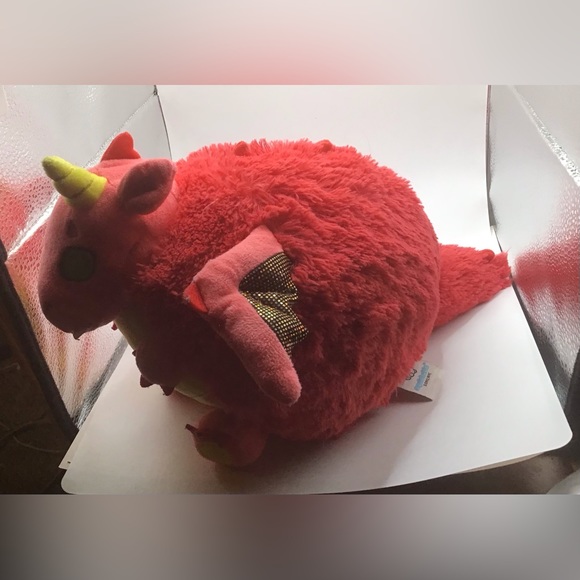Squishable : Soho round  Red dragon stuffed animal yellow horns and chest n feet - Picture 2 of 4